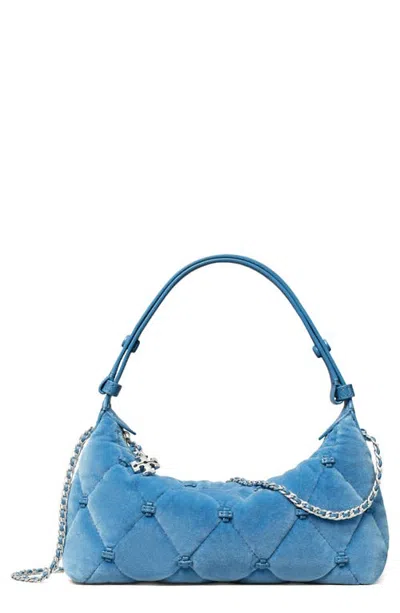 Tory Burch Bunny Knot Velvet Pochette In Blue