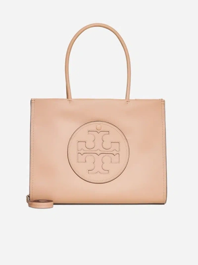 Tory Burch Ella Faux Leather Small Tote Bag In Light Sand