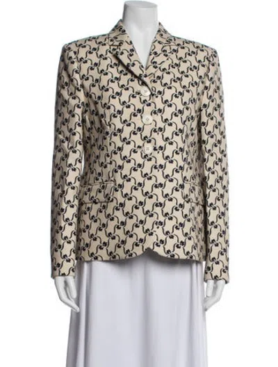 Pre-owned Tory Burch Floral Print Blazer In Blue/neutrals