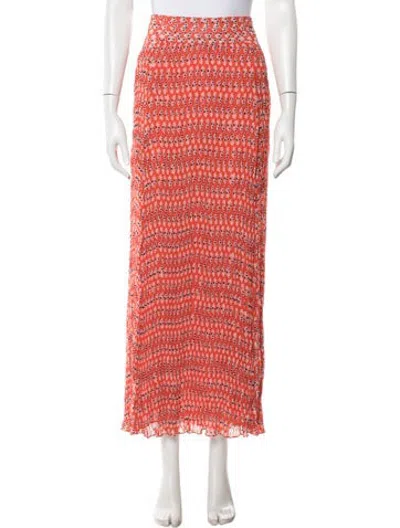 Pre-owned Tory Burch Floral Print Long Skirt W/ Tags In Red