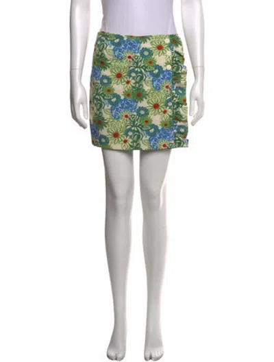 Pre-owned Tory Burch Floral Print Mini Shorts In Neutrals