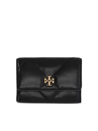 Tory Burch Kira Diamond Quilted Logo Card Case In Black
