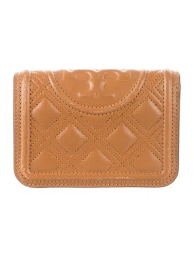 Pre-owned Tory Burch Leather Compact Wallet In Brown