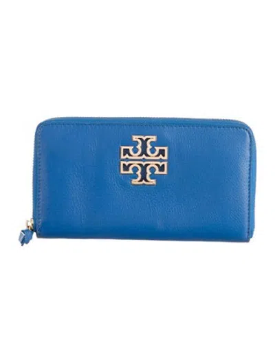 Pre-owned Tory Burch Leather Continental Wallet In Blue