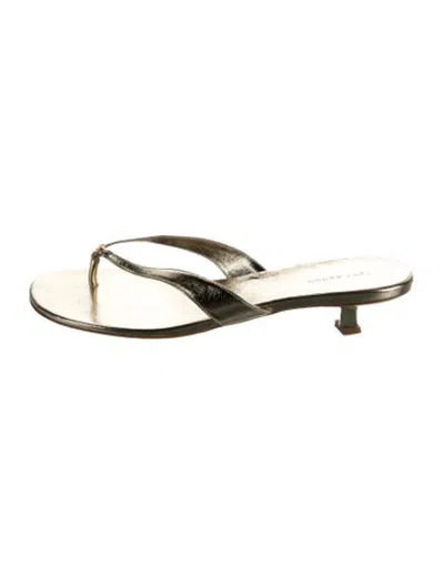 Pre-owned Tory Burch Leather Flip Flops In Gold