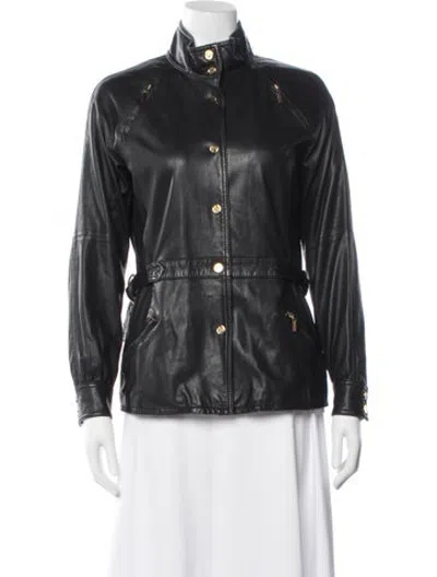 Pre-owned Tory Burch Leather Jacket In Black