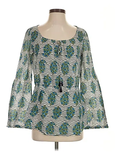 Pre-owned Tory Burch Long Sleeve Blouse In Green