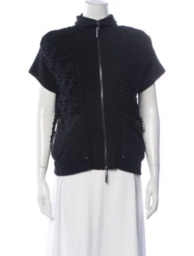 Pre-owned Tory Burch Merino Wool Jacket In Black