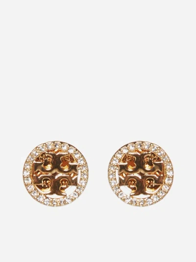Tory Burch Miller Pave Stud Earrings In Gold