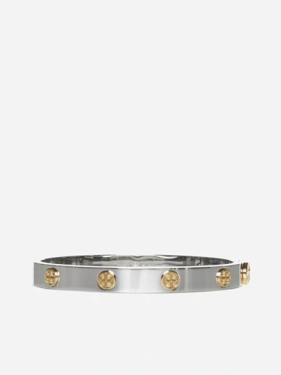 Tory Burch Miller Stud Steel Bracelet In Silver,gold