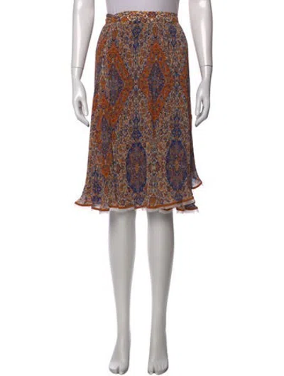 Pre-owned Tory Burch Paisley Print Midi Length Skirt W/ Tags In Brown
