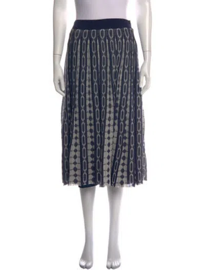 Pre-owned Tory Burch Patterned Midi Length Skirt In Blue