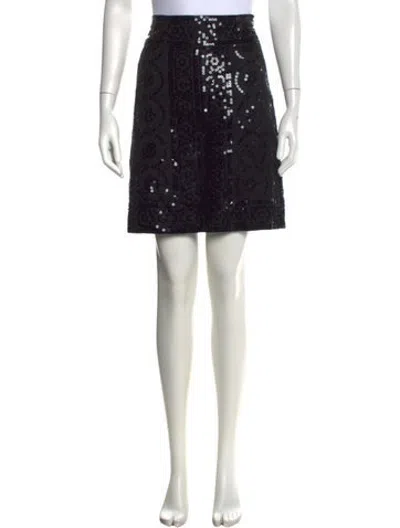 Pre-owned Tory Burch Patterned Mini Skirt In Black