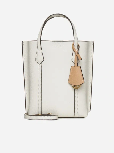 Tory Burch Perry Mini Leather Tote Bag In Ivory