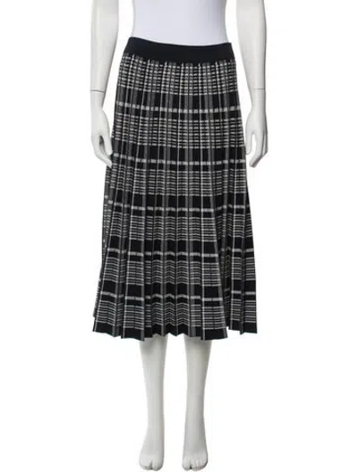 Pre-owned Tory Burch Plaid Print Midi Length Skirt In Black