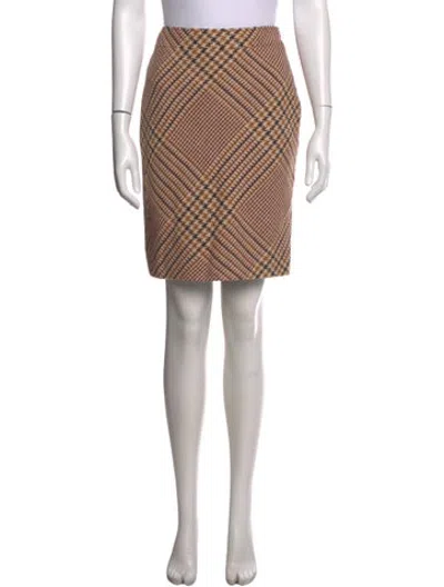 Pre-owned Tory Burch Plaid Print Mini Skirt In Brown