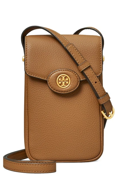 Tory Burch Robinson Pebbled Leather Phone Crossbody Bag In Tigers Eye