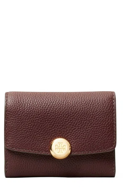 Tory Burch Romy French Flap Leather Wallet In Brown