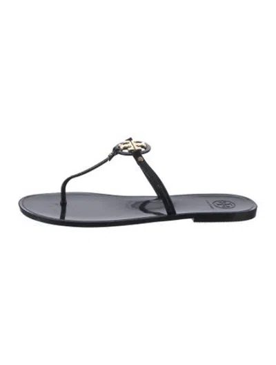 Pre-owned Tory Burch Rubber Flip Flops In Black