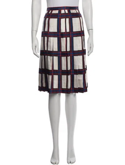 Pre-owned Tory Burch Silk Midi Length Skirt In White