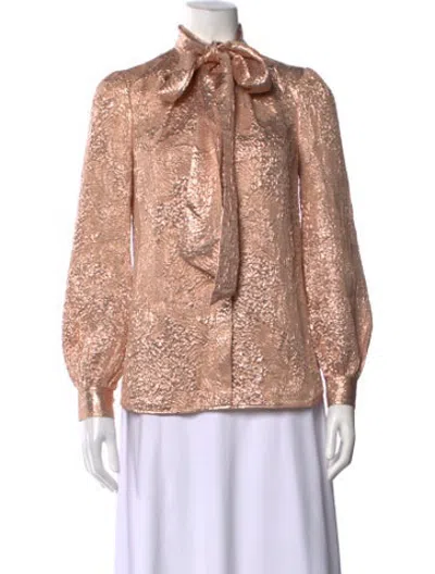 Pre-owned Tory Burch Silk Patterned Blouse In Metallic/pink