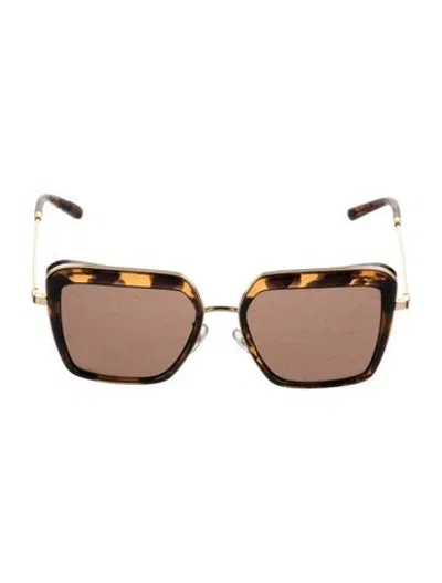 Pre-owned Tory Burch Square Tinted Sunglasses In Brown