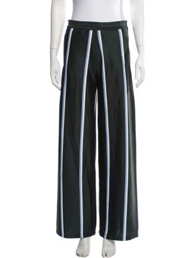 Pre-owned Tory Burch Striped Wide Leg Pants In Green