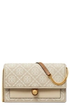 Tory Burch T Monogram Wallet On A Chain In Ivory/gold