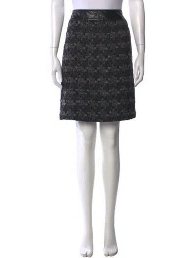 Pre-owned Tory Burch Tweed Pattern Mini Skirt In Black