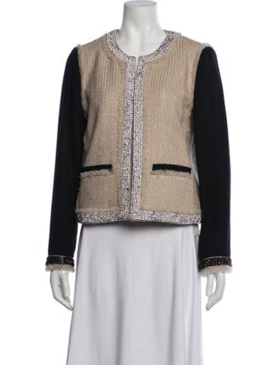 Pre-owned Tory Burch Wool Patterned Jacket In Neutrals