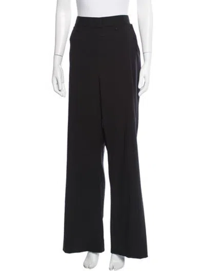 Pre-owned Tory Burch Wool Wide Leg Pants In Black
