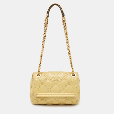 Pre-owned Tory Burch Yellow Leather Fleming Shoulder Bag