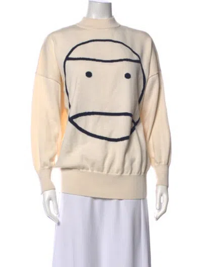 Pre-owned Tory Sport Merino Wool Graphic Print Sweater In Neutrals