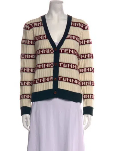 Pre-owned Tory Sport Wool Striped Sweater In Neutrals