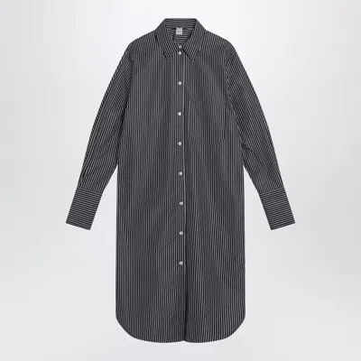 Totême Black Chemisier Dress With White Stripes In Gray