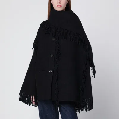 Totême Black Jacket With Scarf And Fringes