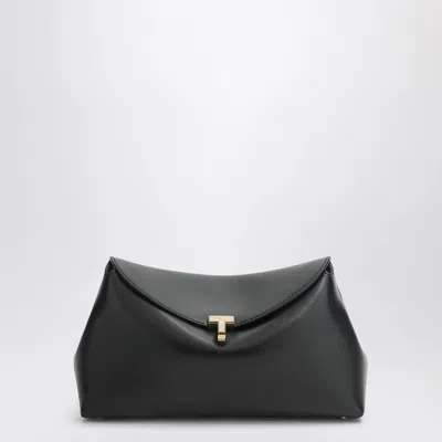 Totême Toteme | Black Leather T-lock Clutch Bag