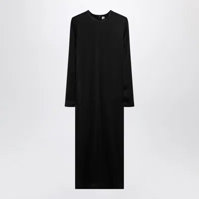 Totême Black Midi Dress In Lustrous Viscose