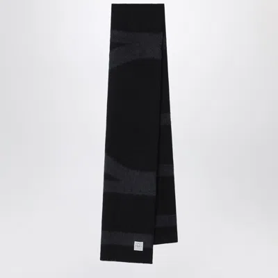 Totême Black Twill Scarf With Monogram