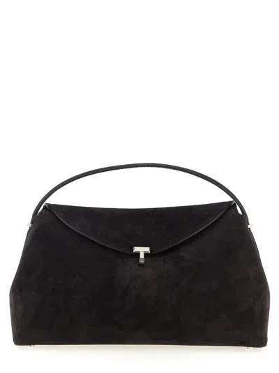 Totême Dark Brown T-lock Large Satchel In Black