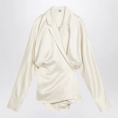 Totême Ecru Viscose Satin Cross Shirt In White