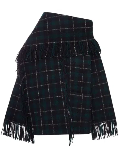 Totême Toteme Fringed Plaid Wool Cape In Black