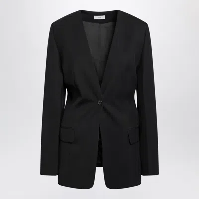Totême Toteme Gathered-back Wool-blend Single-breasted Jacket In Black