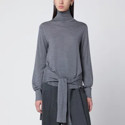 Totême Grey Turtleneck With Double Sleeves In Gray