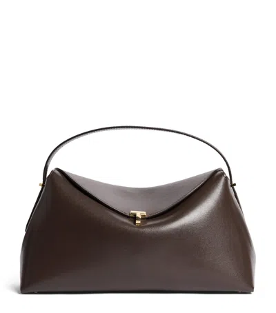 Totême Toteme Large Leather T-lock Top-handle Bag In Brown