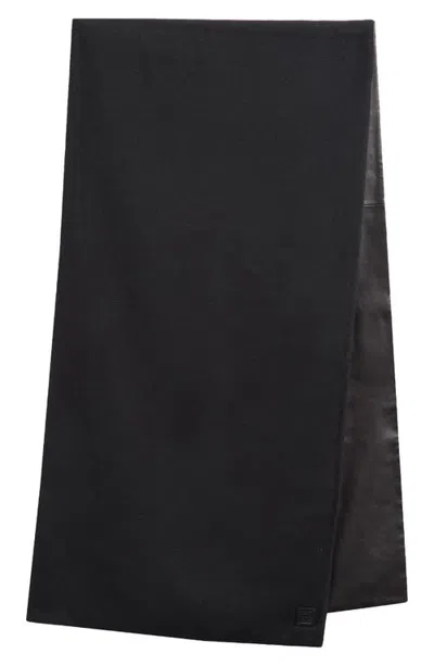 Totême Toteme Leather & Cashmere Scarf In Black