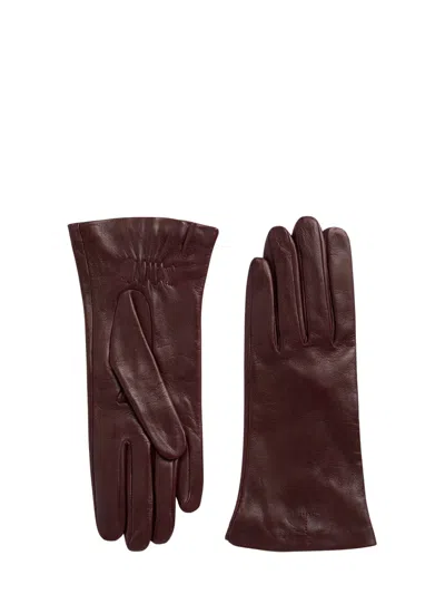 Totême Toteme Leather Gloves In Bordeaux