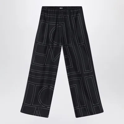 Totême Monogram Black Silk Trousers
