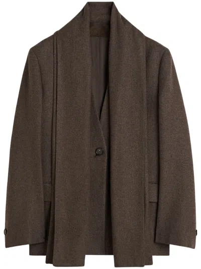 Totême Toteme Oversized Single-button Shawl Collar Jacket In Grey