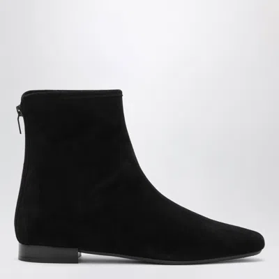 Totême Toteme Pointed Toe Suede Ankle Boots With Side Zip In Black